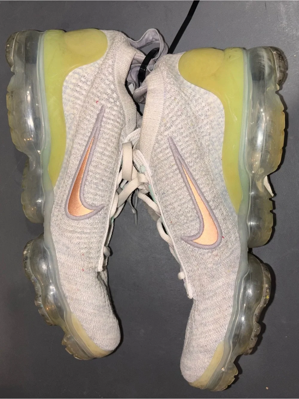 Nike Women's Light Gray Knit Sneakers with Mint Accents
